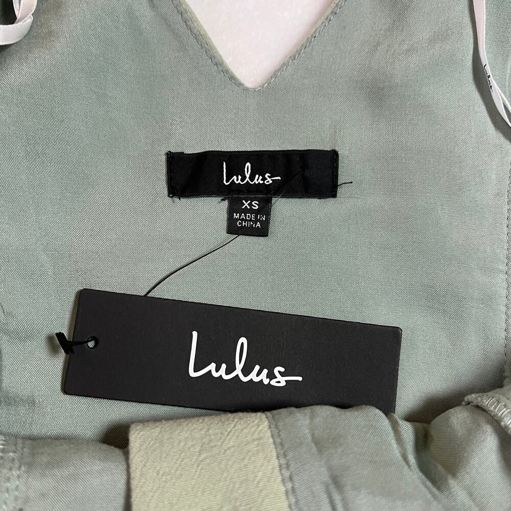 NEW Lulus Making My Heart Flutter Sage Green Ruffled Button-Front Romper Size XS - Picture 6 of 14